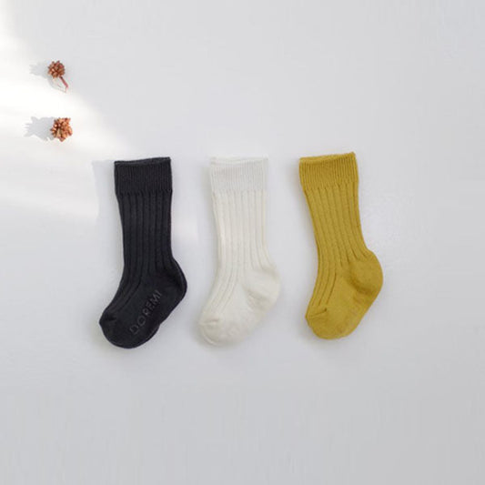 Ribbed Knee Socks Mustard Set (3P)