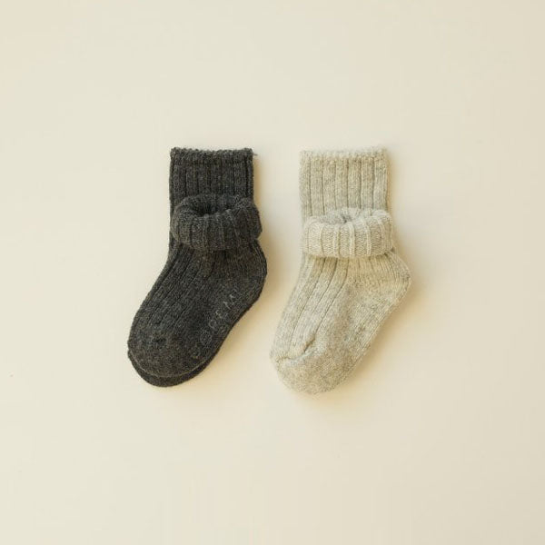 Ribbed Wool Socks Gray Set (2P)