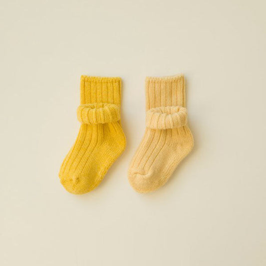 Ribbed Wool Socks Yellow Set (2P)
