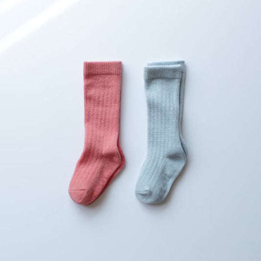 Lovely Roomy Knee Socks Coral Pink Sky Blue (2P)