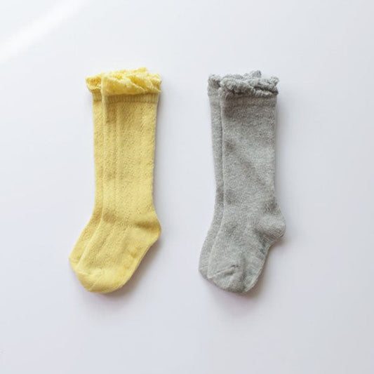 Roomy Frill Knee Socks Yellow Set (2P)