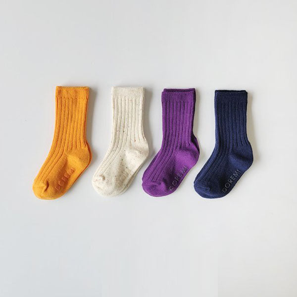 Orange Pop Rib Socks (4P)