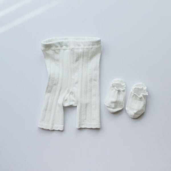 Picot Lace Crop Tights + No-Show Socks (1P)