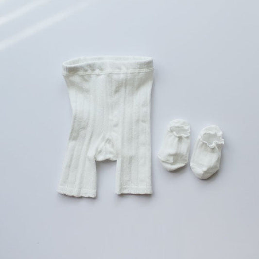 Picot Lace Crop Tights + No-Show Socks (1P)