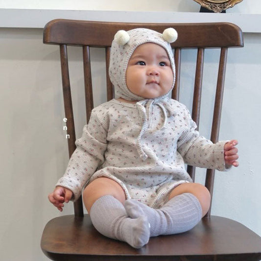 Pom-Pom Waffle Suit (with Bonnet Set)