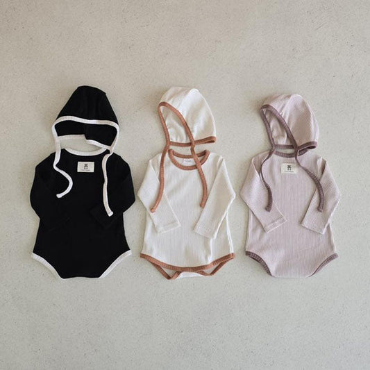 Ribbed Contrast Romper (with Bonnet Set)