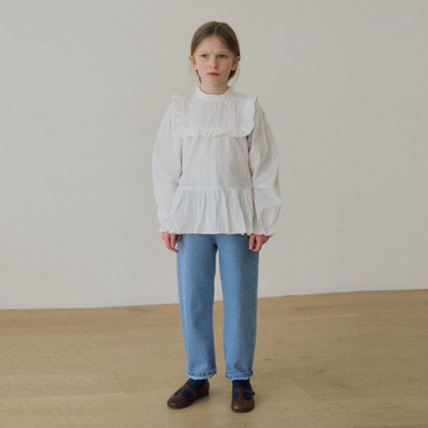 Rolled Denim Pants Korean toddler pants in medium blue made in Korea