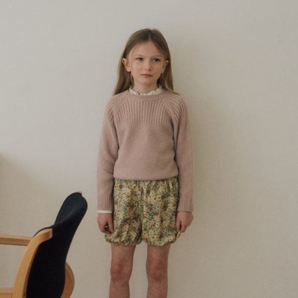 Mie Round Knit Korean toddler sweater in light gray made in Korea