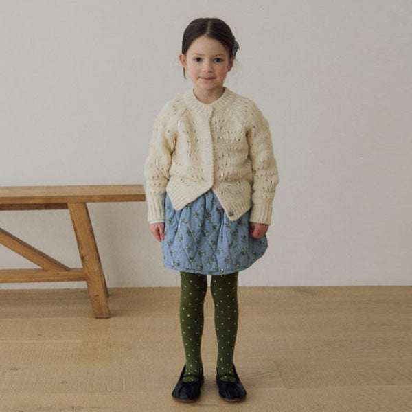 Bird Quilt Skirt Korean toddler skirt in beige made in Korea