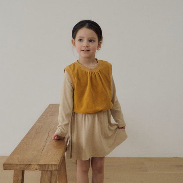 Belly Vest Korean toddler jacket in mustard made in Korea