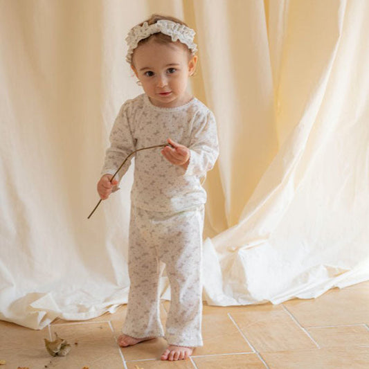 Kylie Top & Bottom Set Korean infant set in blue made in Korea