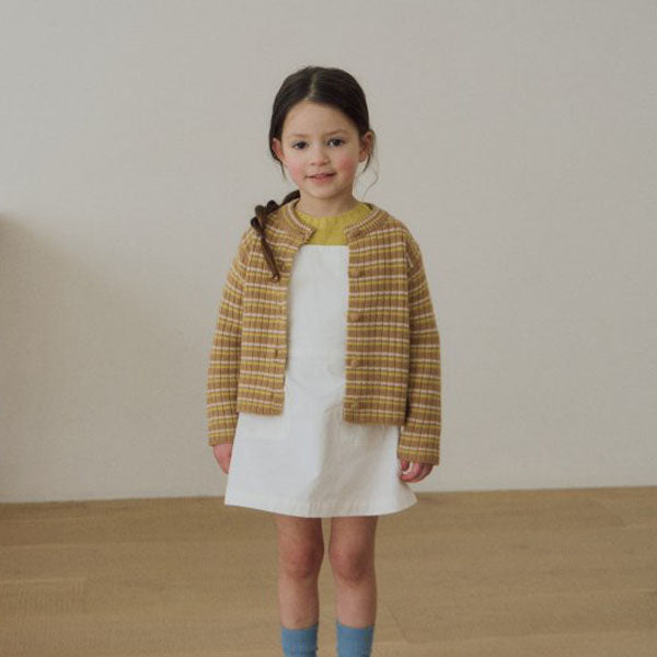 Eddie Stripe Cardigan Korean toddler sweater in yellow made in Korea