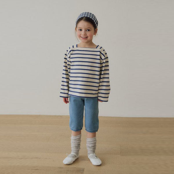 Capri Denim Pants Korean toddler pants in medium blue made in Korea