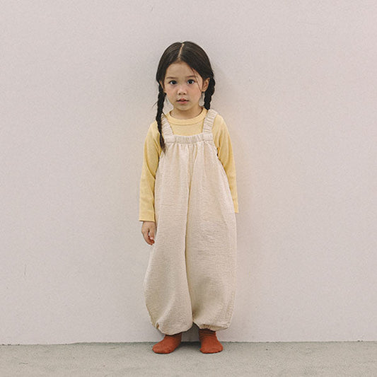 Garden Overalls Korean infant romper in natural made in Korea