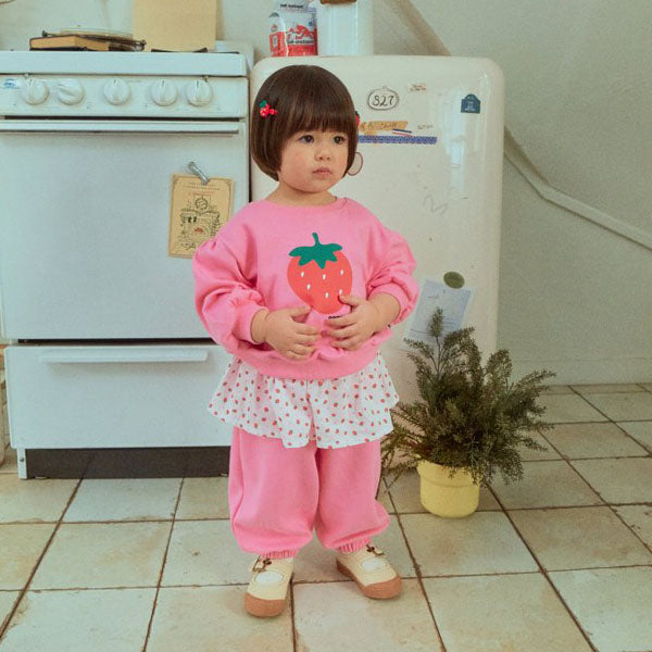 Strawberry Jam Girls Top & Bottom Set Korean toddler set in pink(strawberry) made in Korea