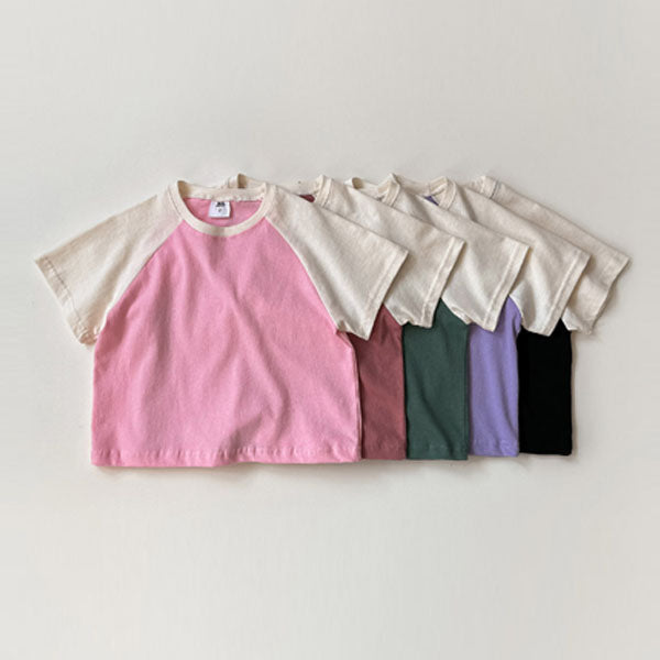 Raglan Short Sleeve Tee Korean juniors t-shirt in pink made in Korea