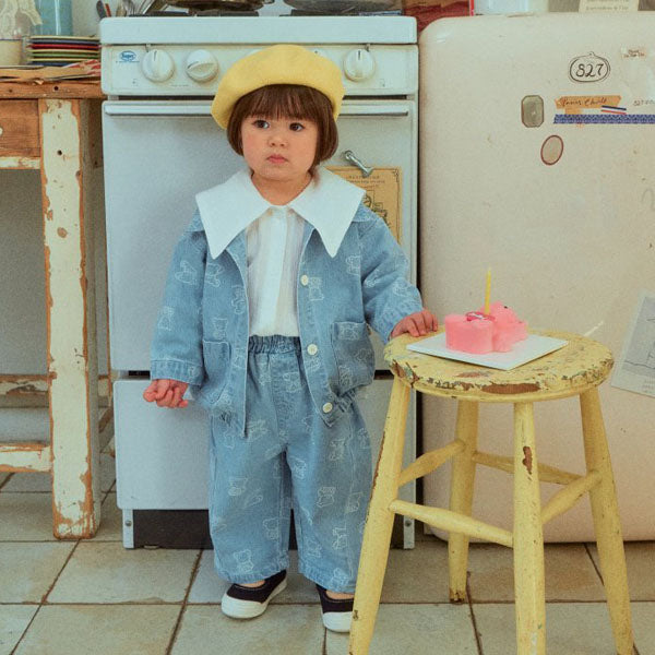 Flip Bear Pants Korean toddler pants in denim made in Korea