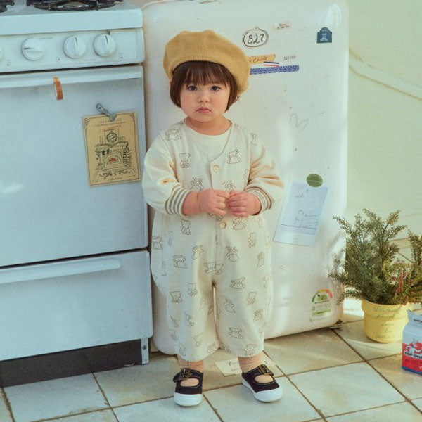 Flip Bear Overalls Korean toddler overall in denim made in Korea