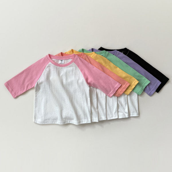 New Colorblock Cropped Raglan Korean juniors t-shirt in pink made in Korea