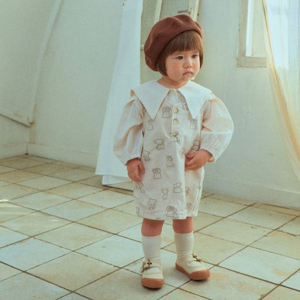 Flip Bear Dress Korean toddler dress in denim made in Korea