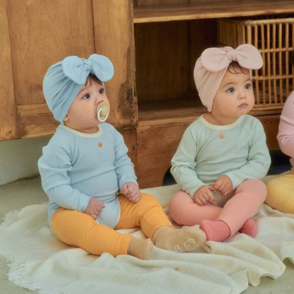 Picnic Bodysuit Korean infant bodysuit in blue made in Korea
