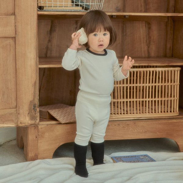 Modal Heart Loungewear Korean toddler loungewear in cream made in Korea