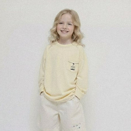 Pocket Dog Tee Korean juniors t-shirt in yellow made in Korea