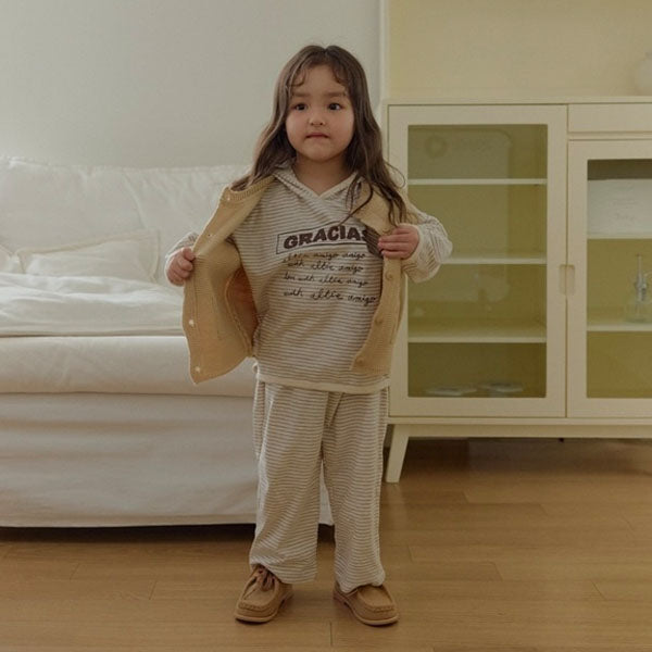 Slub Stripe Pants Korean toddler pants in melange made in Korea