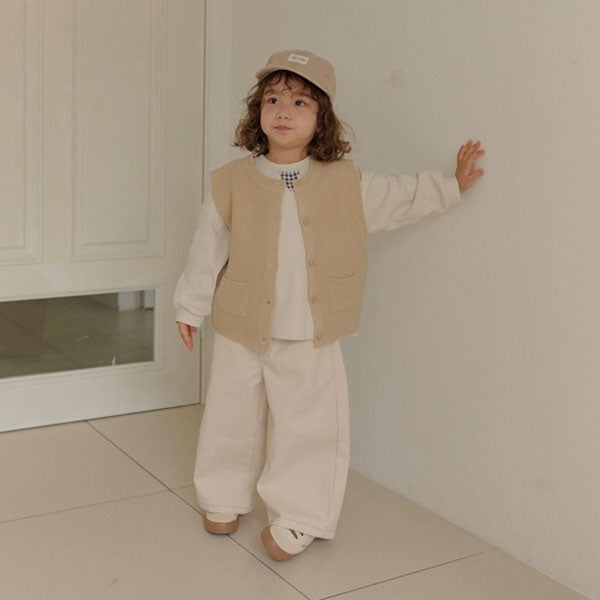 Wide Denim Pants Korean toddler pants in raw denim made in Korea