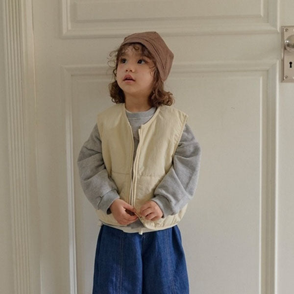 Quilted Vest Korean toddler jacket in butter made in Korea