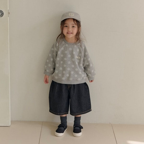 Knee Length Wide Denim Pants Korean toddler pants in dark denim made in Korea
