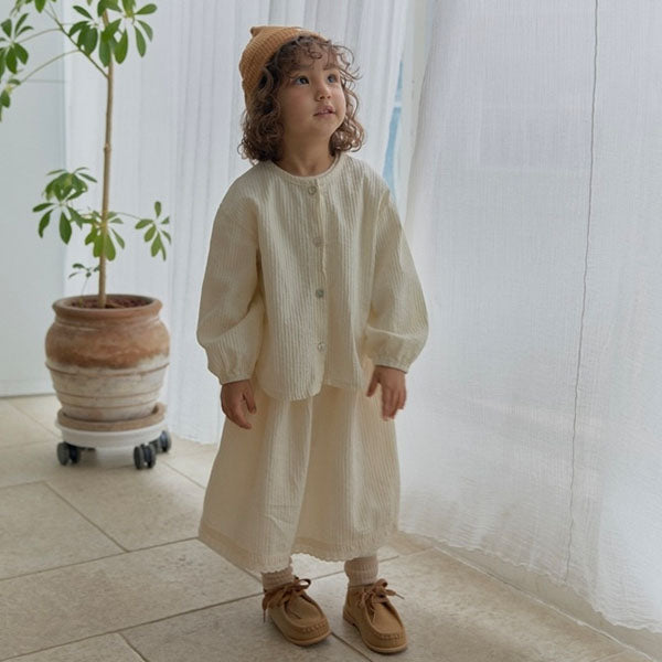 Shirred Skirt Korean toddler skirt in ivory made in Korea