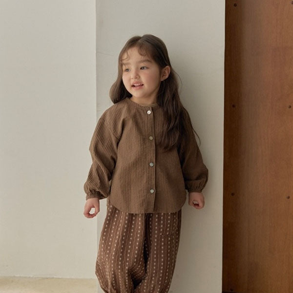 Crewneck Shirred Shirt Korean toddler shirt in ivory made in Korea