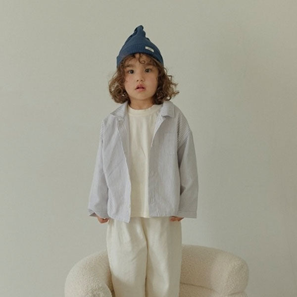 Stripe Shirt Korean toddler shirt in gray made in Korea