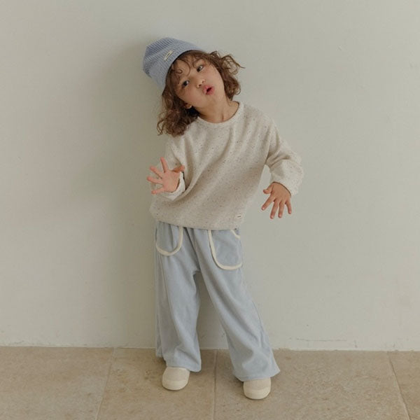 Waffle Embroidery Tee Korean toddler t-shirt in cream cookie made in Korea