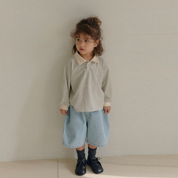 Cult Collar Tee Korean toddler t-shirt in melange made in Korea