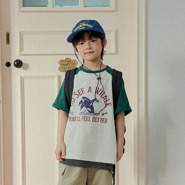 Whale Short Sleeve Tee Korean juniors t-shirt in navy made in Korea