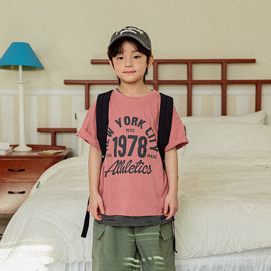 New York Short Sleeve Tee Korean juniors t-shirt in brick made in Korea