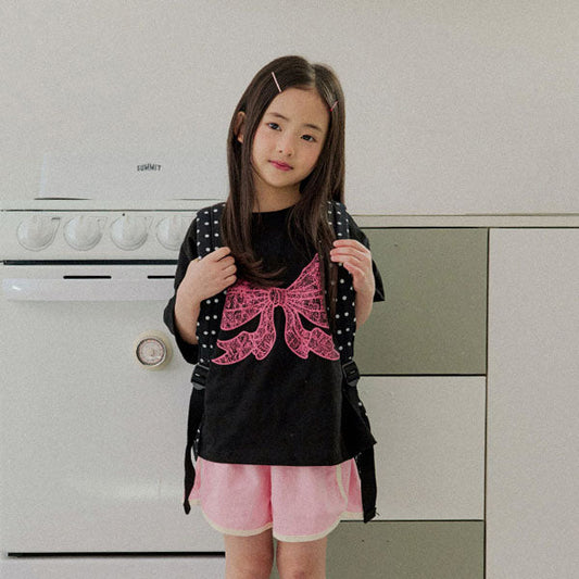 Loro Ribbon Short Sleeve Tee Korean juniors t-shirt in heather made in Korea