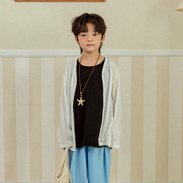 Linen Summer Cardigan Korean juniors sweater in ivory made in Korea