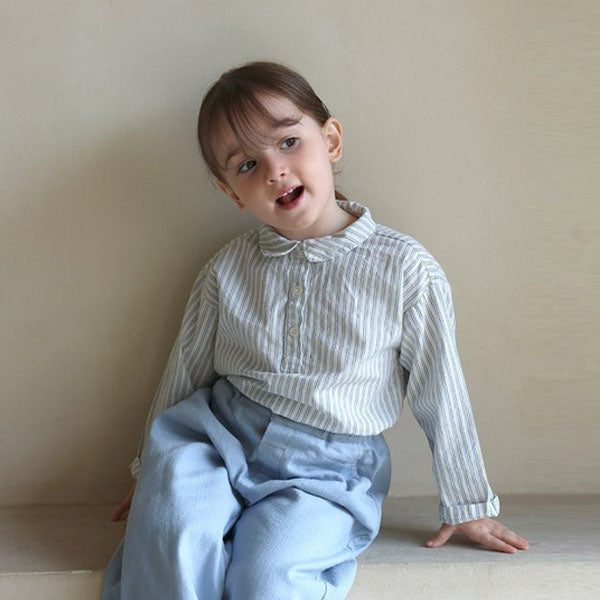 Denim Shirt Korean toddler shirt in blue stripe made in Korea