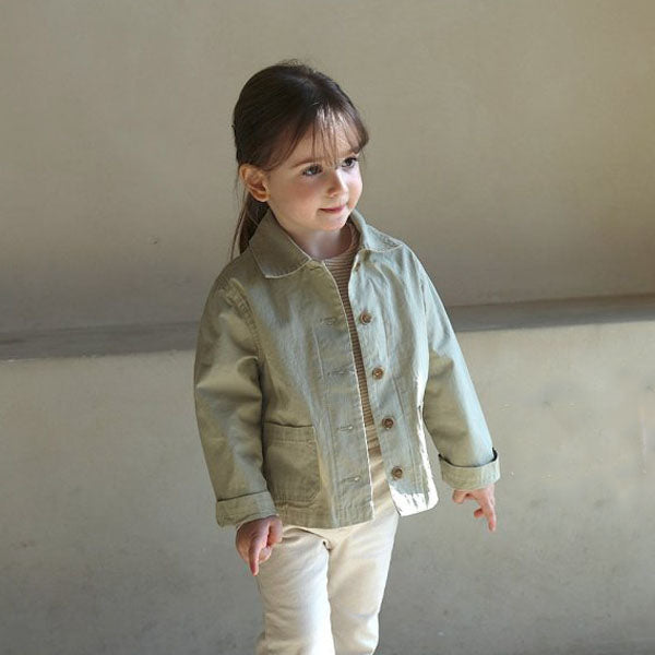 Mini Work Jacket Korean toddler jacket in light khaki made in Korea