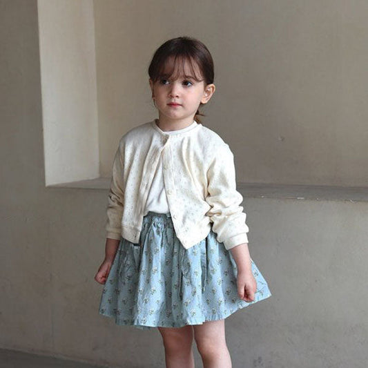 Eyelet Cardigan Korean toddler sweater in pink made in Korea