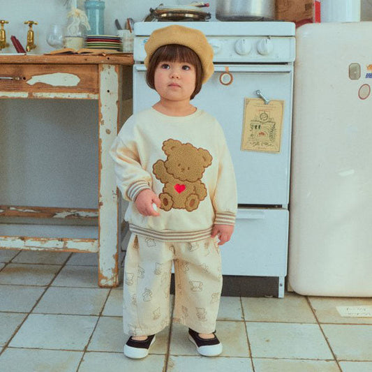 Mongle Otti Sweatshirt Korean toddler sweater in cream made in Korea