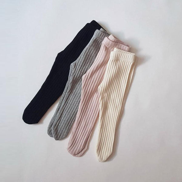 Ribbed Foot Leggings Korean infant pants in ivory made in Korea
