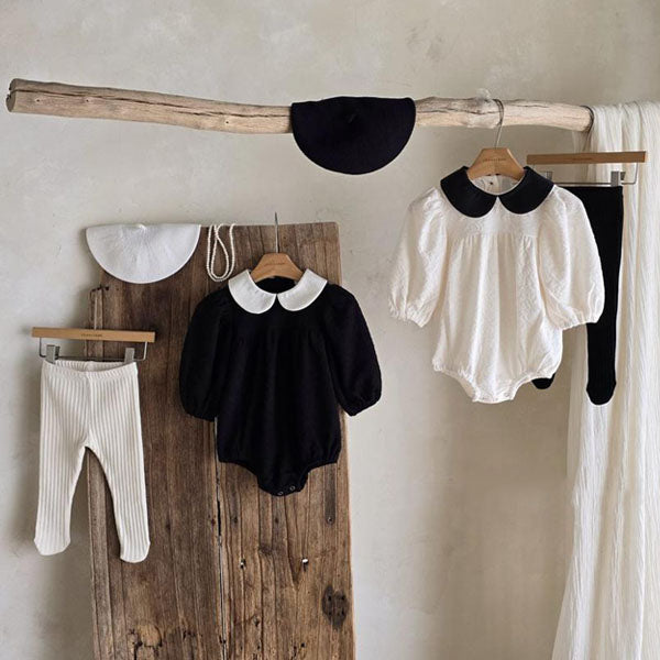 Camelia Bodysuit Korean infant bodysuit in ivory made in Korea