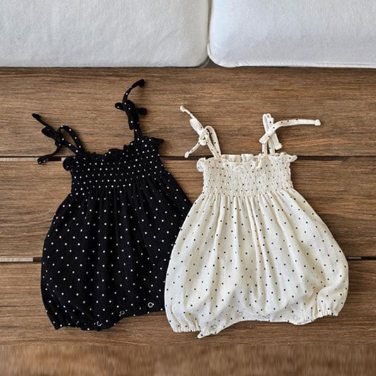 Polka Dot Smock Bodysuit Korean infant bodysuit in ivory made in Korea