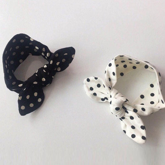 Polka Dot Hairband Korean kids accessory in ivory made in Korea
