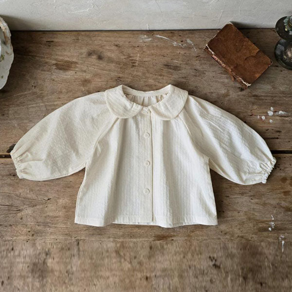 Round Collar Blouse Korean infant blouse in ivory made in Korea