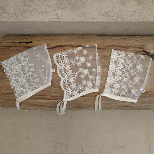 Lace Bonnet Korean infant accessory in garden made in Korea